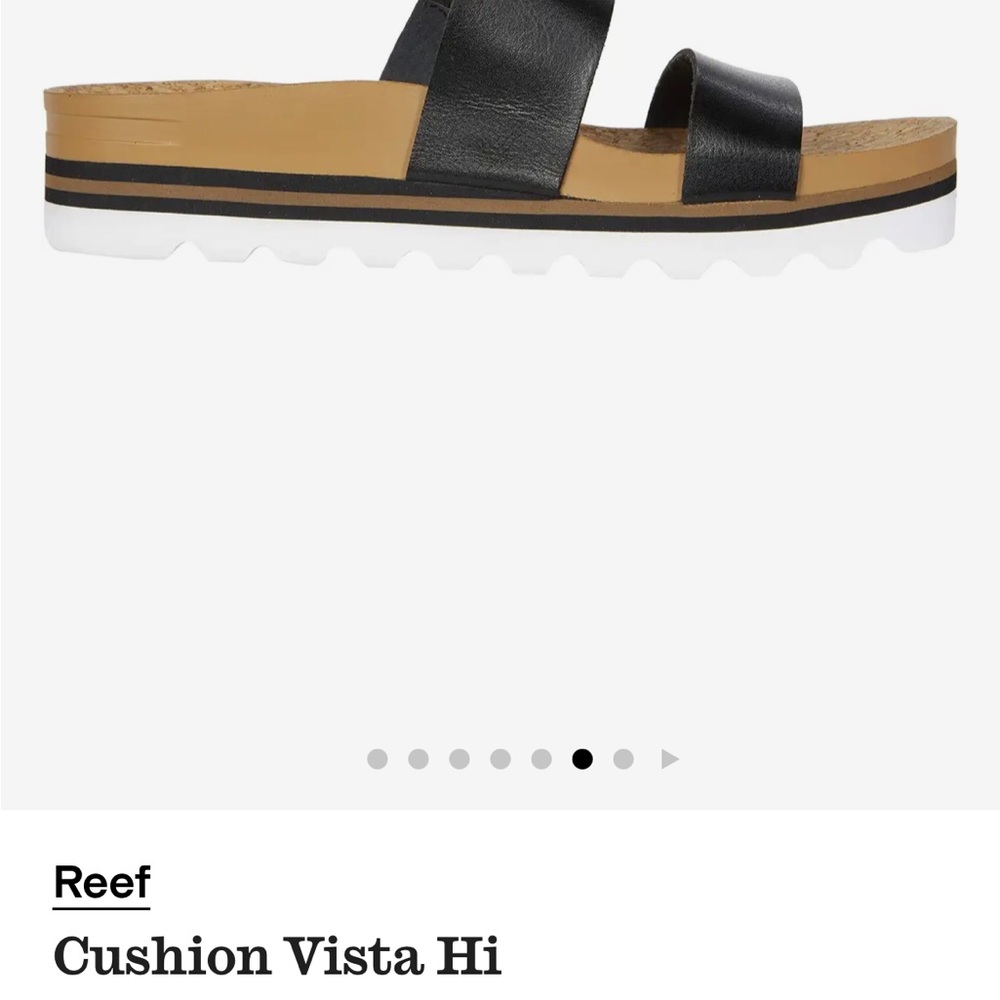 Reef Cushion Vista Hi Black and Tan Platform Sandals